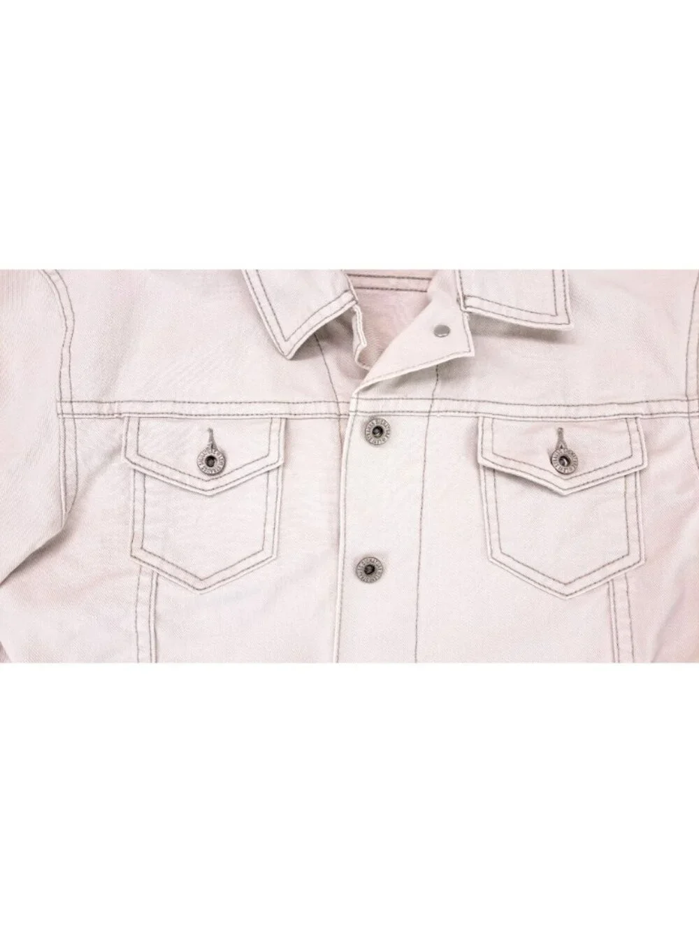 Levi Strauss Signature Women Medium Beige Denim Trucker Jacket Levi's Tan Jean - Picture 5 of 8